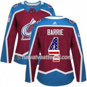 Naisten NHL Colorado Avalanche Pelipaita Tyson Barrie 4 Adidas 2017-2018 Burgundy Punainen USA Flag Fashion Authentic